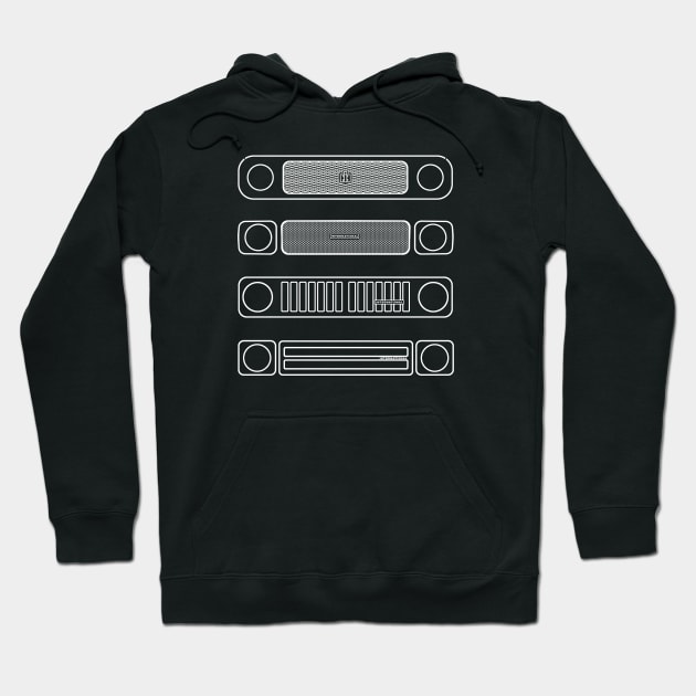 International Harvester IH Scout classic 4x4 truck evolution white outlines Hoodie by soitwouldseem